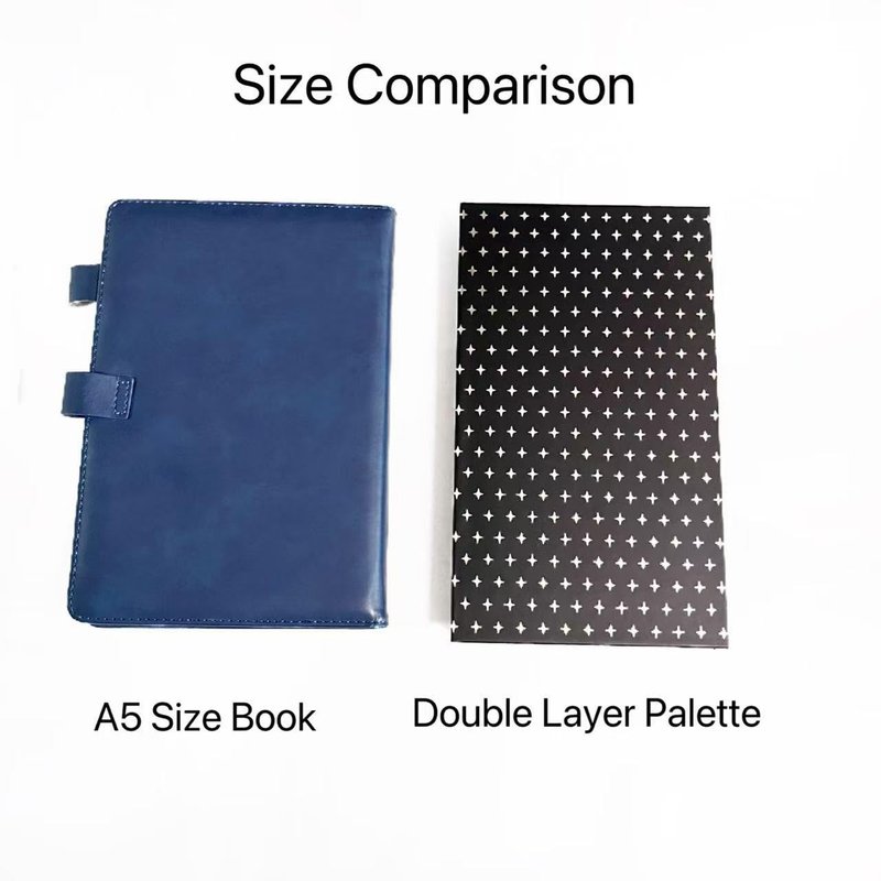 Double Layer Book Shape Empty Magnetic Eyeshadow Makeup Palette with Mirror and 20pcs Adhesive Stickers, Sliver Stars Cover, Fits Standard and Deep Pans (Not Included Eyeshadows)