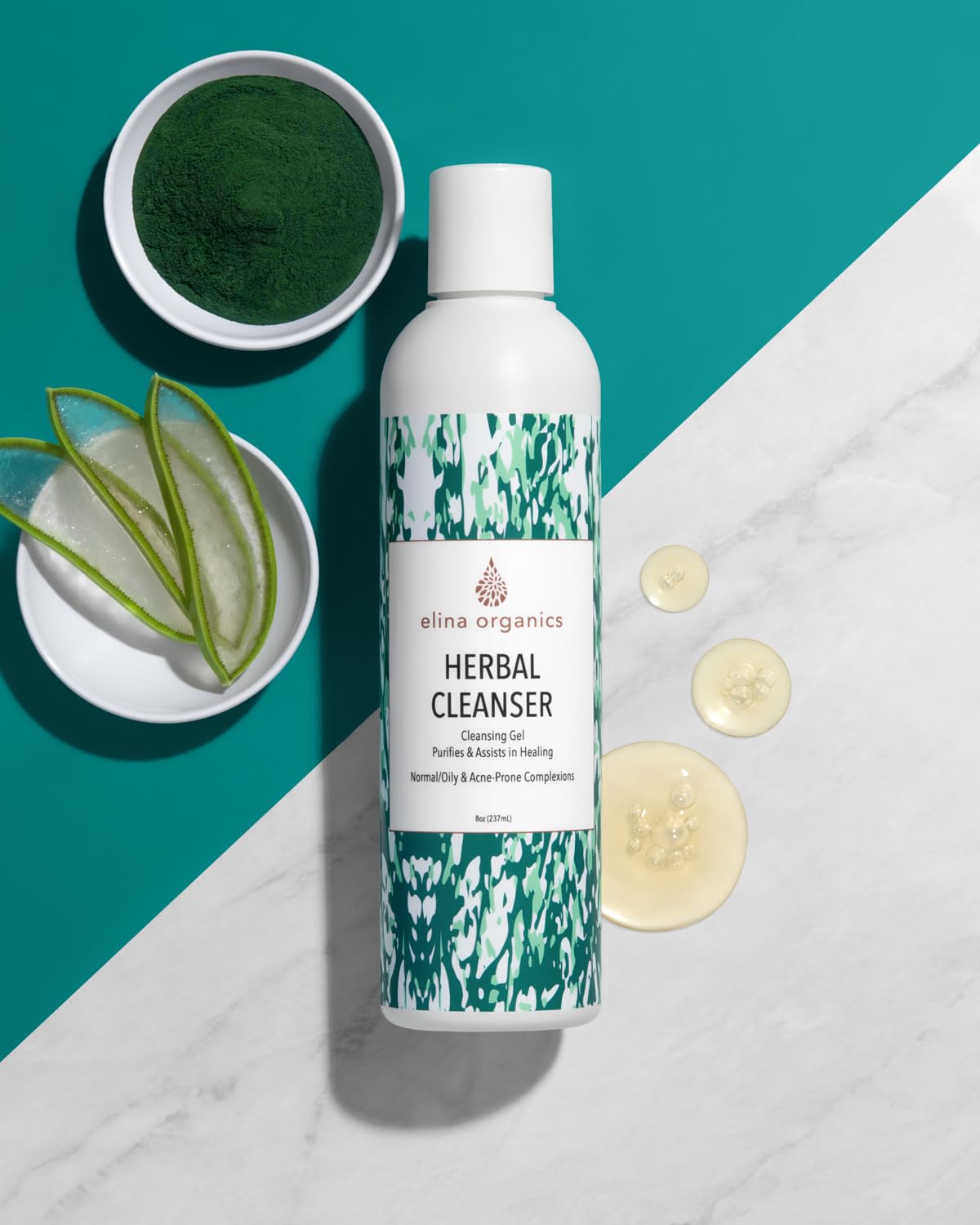 Herbal Cleanser | Gentle Face Wash for All Skin Types - 8oz with Organic Botanicals, Burdock Root & Spirulina