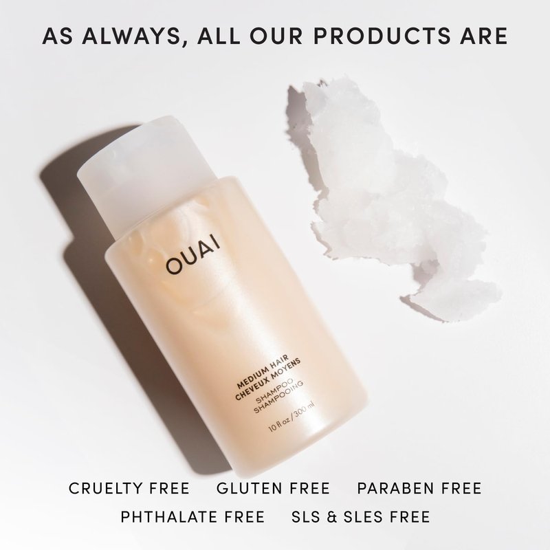 OUAI Medium Hair Shampoo - Hydrating Shampoo for Color Treated Hair & Dry Scalp - Nourishes, Strengthens, Reduces Breakage & Adds Shine - Coconut Oil, Babassu, Keratin - Sulfate Free, 10 Oz