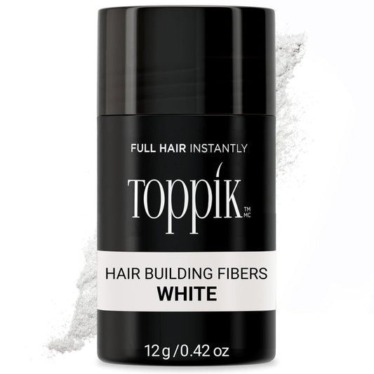 Toppik Hair Building Fibers, White, 12g Fill In Fine or Thinning Hair, Instantly Thicker, Fuller Looking, 9 Shades for Men & Women, Keratin Protein Formula