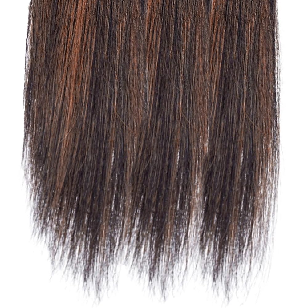 Ombre #30 Human Hair Bundles - Highlight Piano Color, Straight Weave | Black & Light Brown Mix, 14/16/18 Inch Double Weft