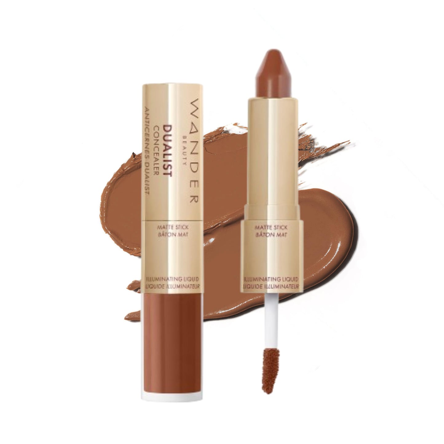 Wander Beauty Dualist Matte and Illuminating Concealer Makeup - Ebony - Dual-Ended Matte Concealer Stick + Liquid Concealer - Full Coverage Concealer Brightens & Hydrates Under Eyes - 0.28 fl oz