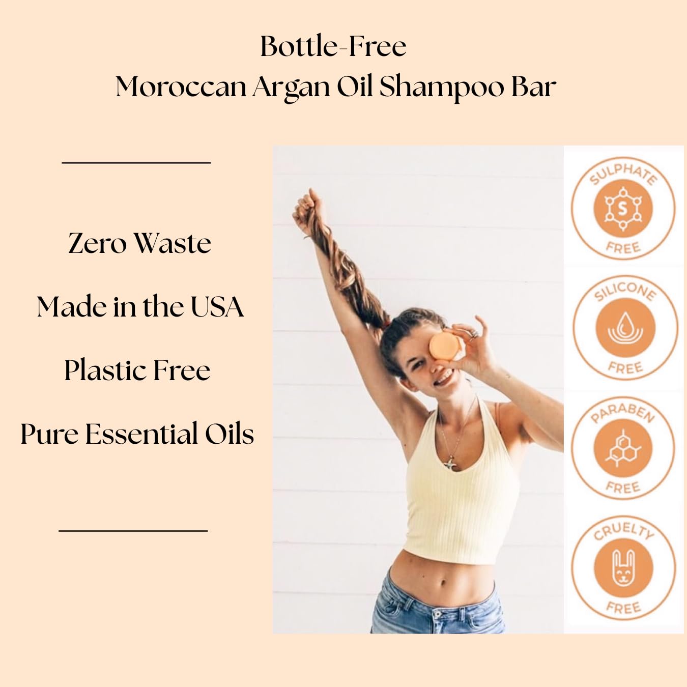 Solid Shampoo Bar, Made With Natural & Organic Ingredients, Sulfate-Free, Cruelty-Free & Vegan, All Hair Types, 3 Ounce Bar