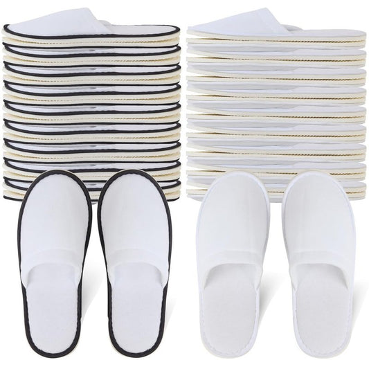 Yeios 20 Pairs Disposable Slippers for Guests Hotel Slippers Non-slip Washable Bulk for Spa House Travel for Adult for Men and Women White