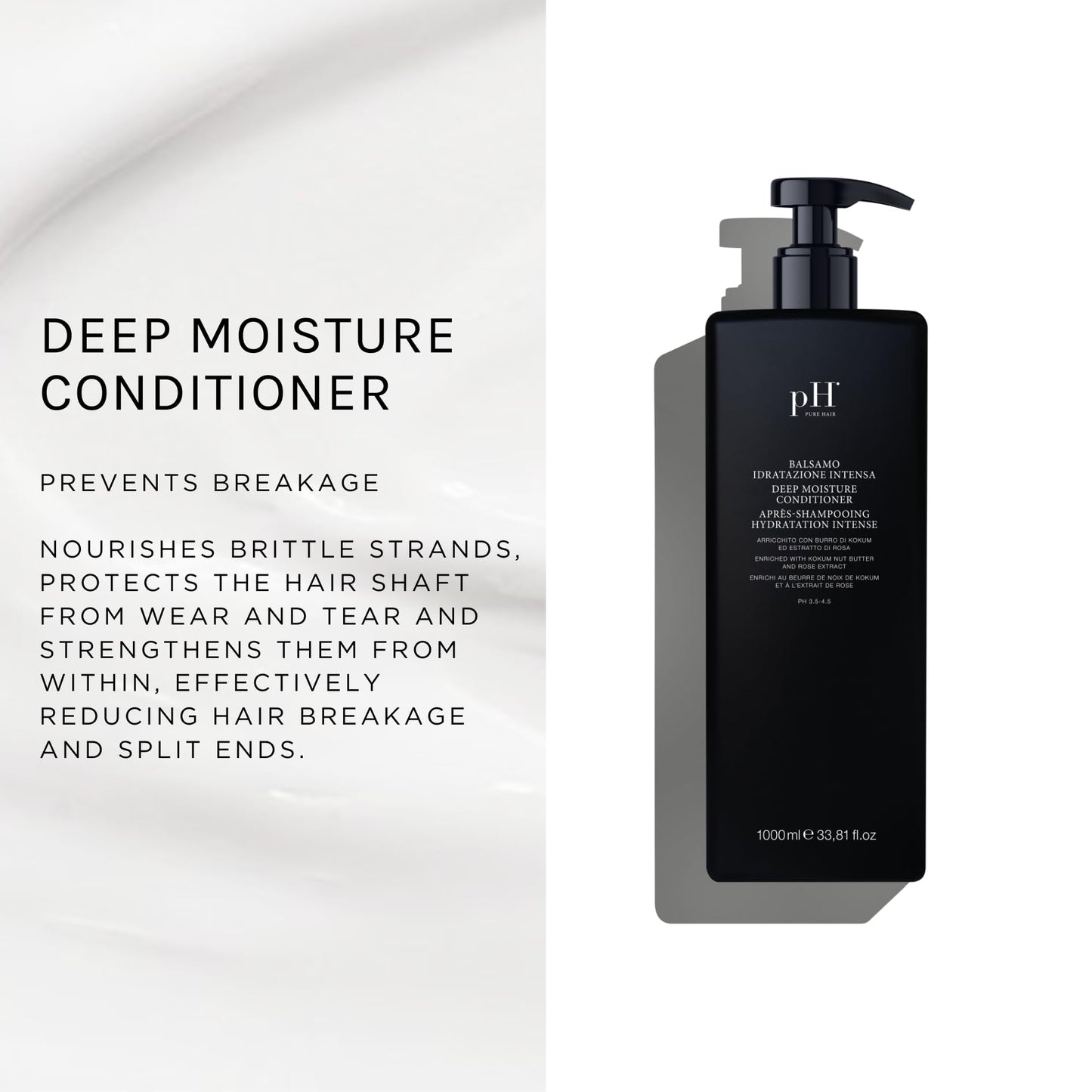 Ph Labs Deep Moisture Conditioner - Deep Conditioner for Dry Damaged Hair - Softens, Smooths and Rejuvenates to Tame and Renew Hair Moisture - 1000ml