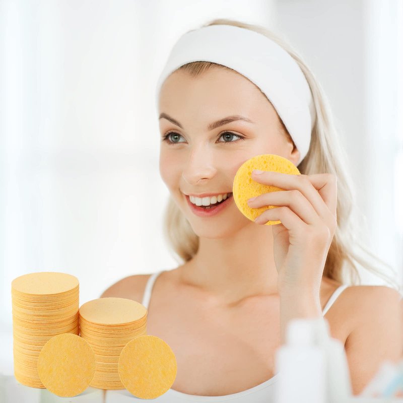 150 Pcs Compressed Facial Sponges Natural Cosmetic Spa sponges 2.5 Inch for Women Facial Cleansing Exfoliating Mask, Makeup Removal Pads