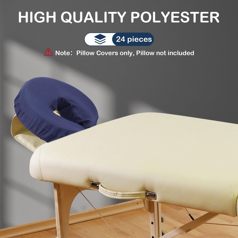 Macarrie 24 Pcs Face Cradle Covers for Massage Table Microfiber Reusable Soft Thicker Massage Table Headrest Covers Bulk Oil Proof Cradle Head Rest Sheets for Spa Beauty Salons(Navy Blue)