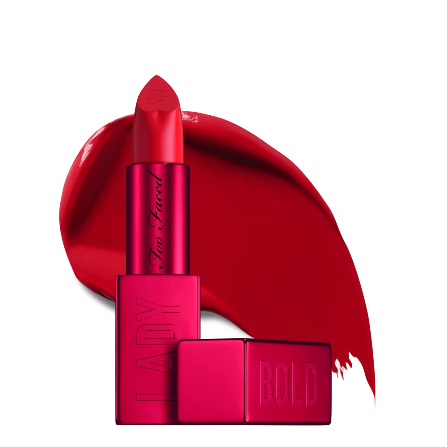 Too Faced Lady Bold Cream Lipstick | Creamy, High-Impact Color, Lightweight, Vegan + Cruelty Free, 0.11 Ounce, Lady Bold