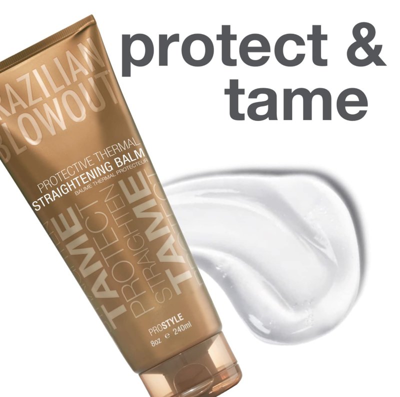 Brazilian Blowout Thermal Straightening Balm For Dry Frizzy Hair - Straightens, Protects Hair From Frizz and Heat