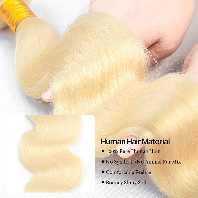 Blonde Body Wave Hair Extensions - Unprocessed Virgin Human Hair Bundles | 18 Inch, Honey Blonde, 3 Pack
