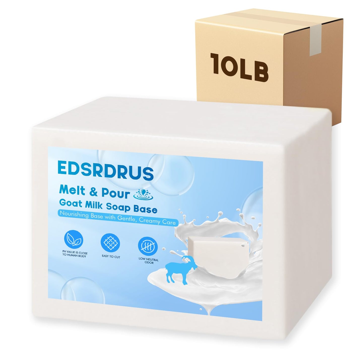 EDSRDRUS 10lb Melt and Pour Soap Base, Fragrance-Free Glycerin Soap Making Supplies for DIY Crafting