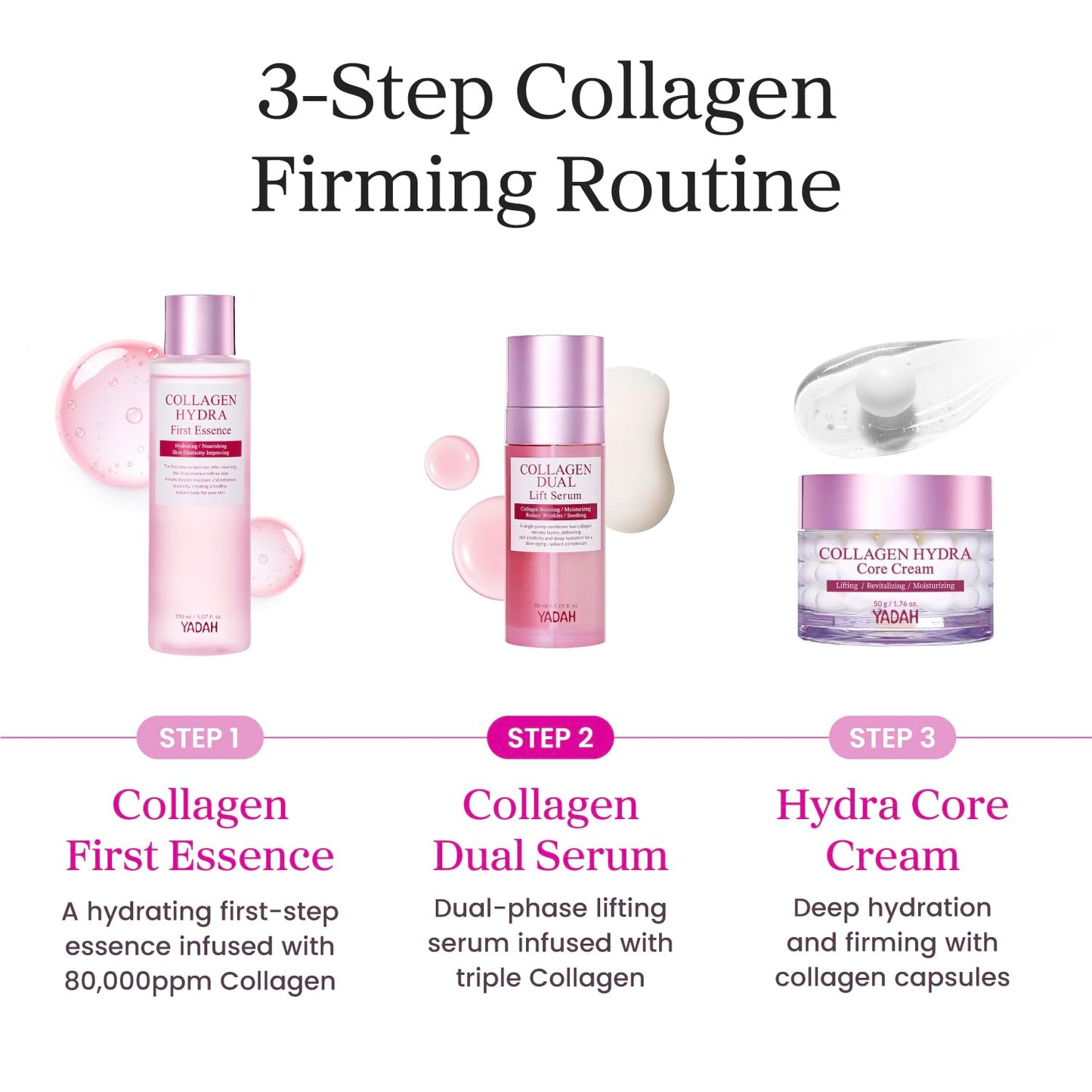 YADAH Collagen Dual Lift Serum 1.69 fl oz - Dual Formula in One with Vitamin C, Hydrolyzed Collagen, Spilanthol and Pure Collagen. Instant Firming and Lifting with Deep Hydration.