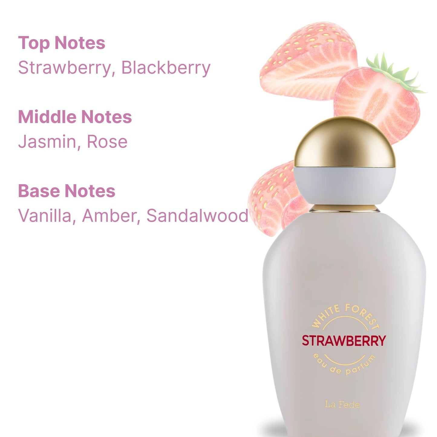 Khadlaj La Fede White Forest Strawberry Eau De Parfum Spray for Women, 3.4 Ounce