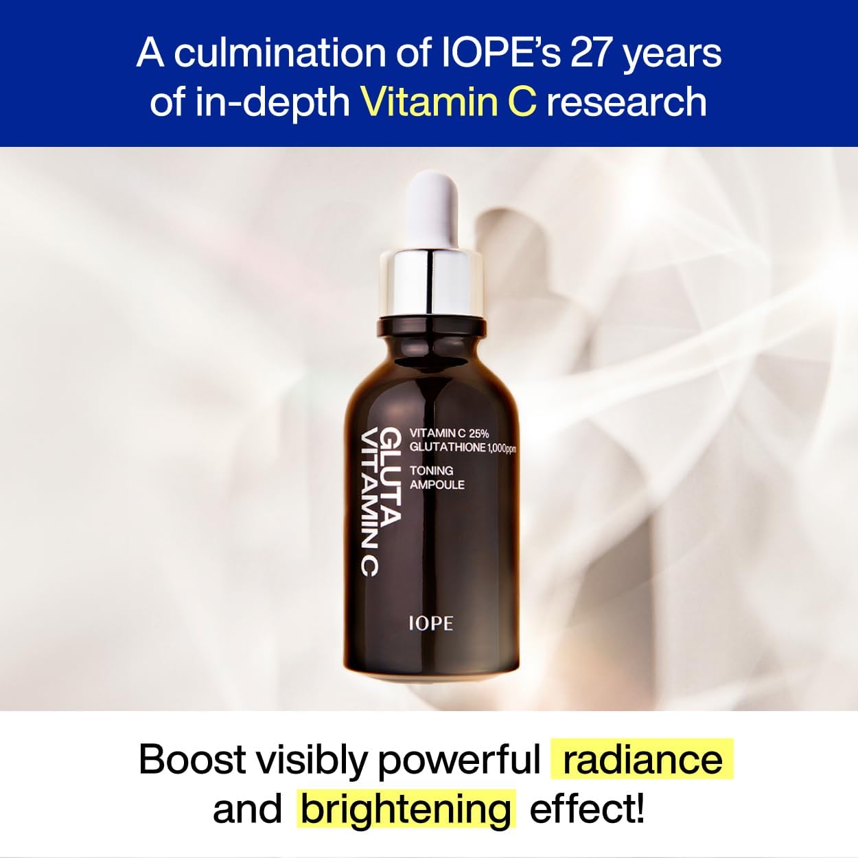 IOPE Gluta Vitamin C Brightening Serum | 25% Pure Vitamin-C and 1,000ppm Glutathione, Anti-Aging and Anti-Oxidant, Reduces Dark Spots, Korean Skincare, 0.78oz.