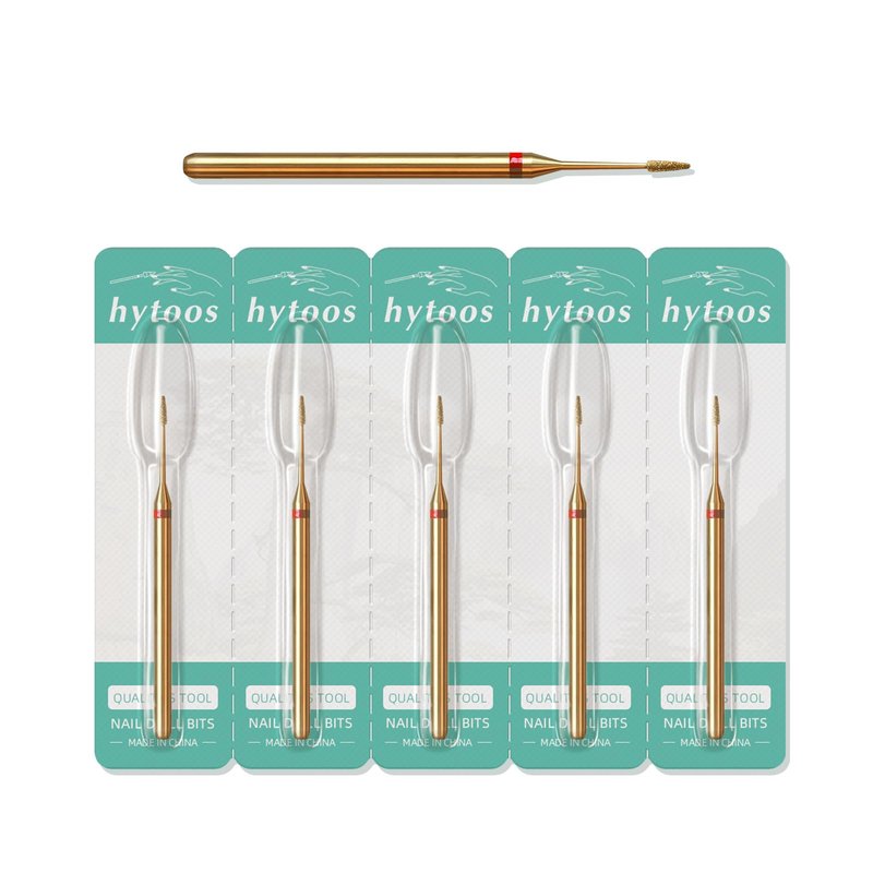 HYTOOS 1mm Mini Cone Cuticle Clean Nail Drill Bit, 5Pcs/Set Titanium Russian Diamond Nail Bits Professional Safety Under Nail Cleaner for Cuticle Dead Skin, Electric Nails Accessories, Fine