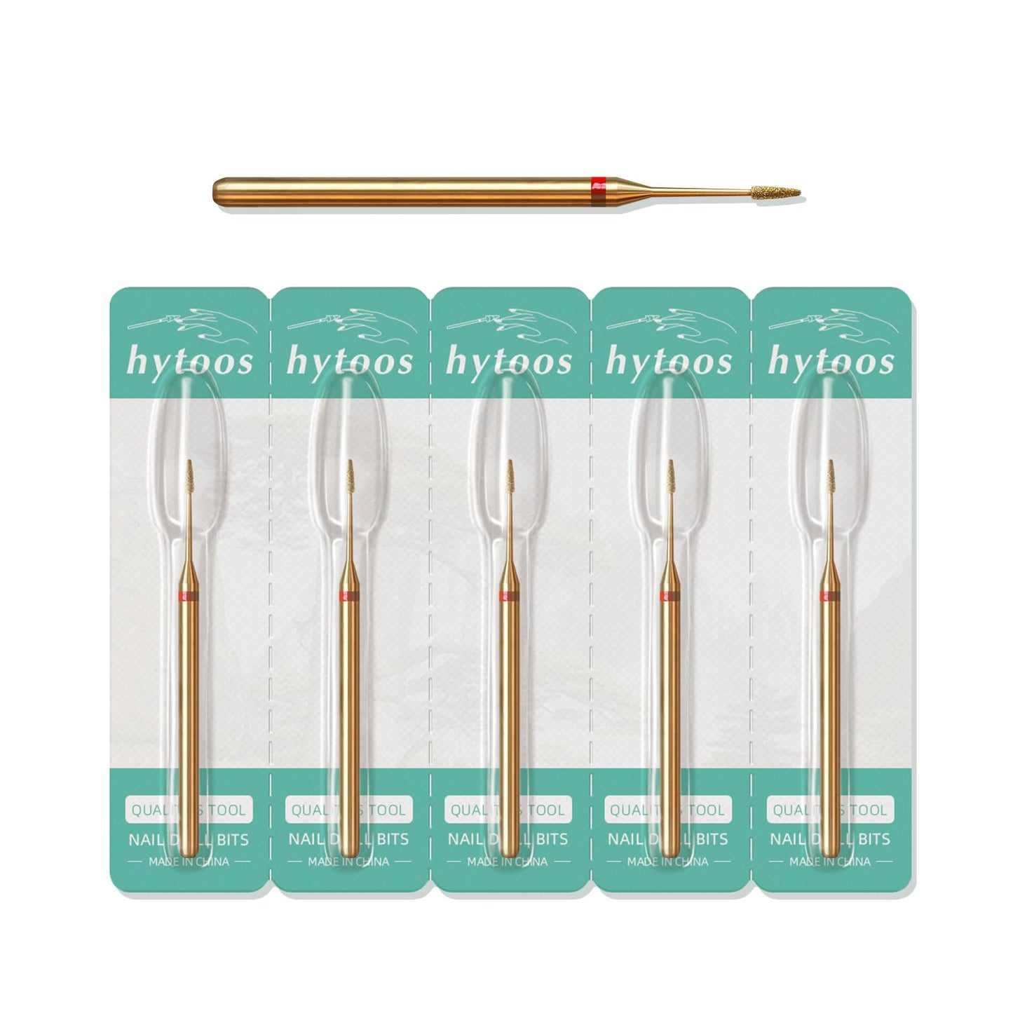 HYTOOS 1mm Mini Cone Cuticle Clean Nail Drill Bit, 5Pcs/Set Titanium Russian Diamond Nail Bits Professional Safety Under Nail Cleaner for Cuticle Dead Skin, Electric Nails Accessories, Fine