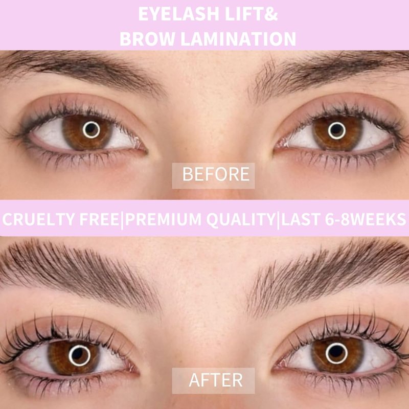Lash Lift Kit Brow Lamination Kit 2 in 1 Solution, Professional Eyebrow and Eyelash Perm Kit, 6-8 Weeks Long Lasting for Professional and DIY Use