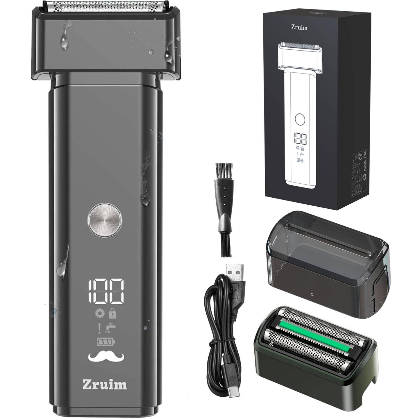 Electric Razor for Men Face,2 Adjustable Speeds Foil Shavers for Men for Beard/Face Beard Trimmer Waterproof Wet & Dry with 3 Floating Blade LED Display USB-C Fast Rechargeable for Travel Home