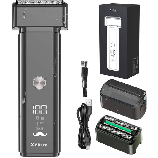 Electric Razor for Men Face,2 Adjustable Speeds Foil Shavers for Men for Beard/Face Beard Trimmer Waterproof Wet & Dry with 3 Floating Blade LED Display USB-C Fast Rechargeable for Travel Home