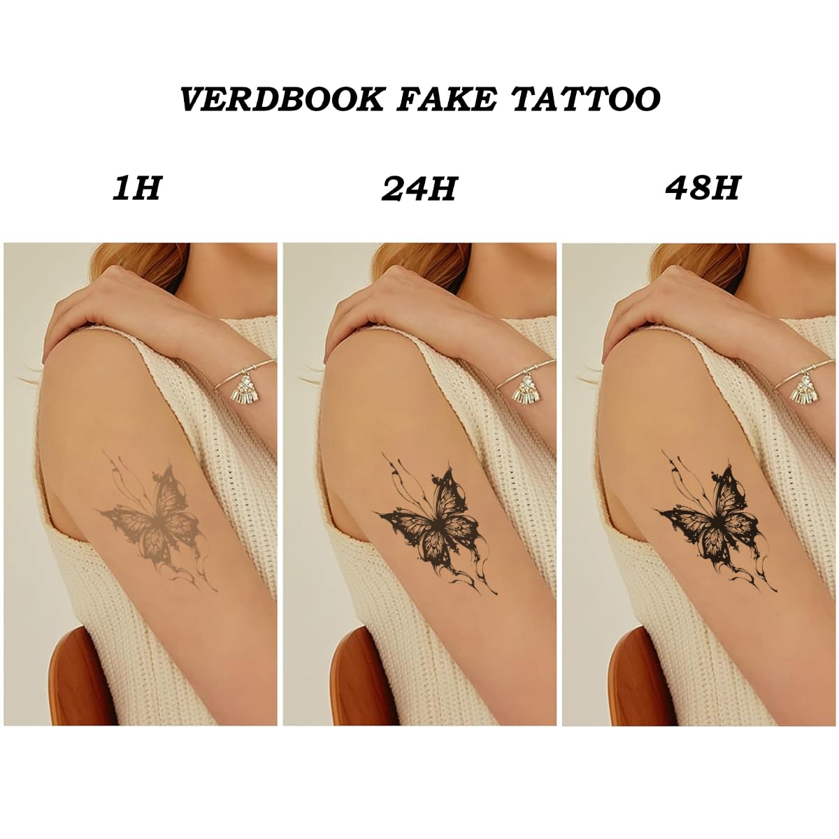 VERDBOOK Waterproof Temporary Tattoos: 2-Sheet Tattoo Kit with Realistic Body Stickers, Semi-Permanent Tattoos for Adults Lasting 7-15 Days – Safe for Men & Women, Jungle Wolf