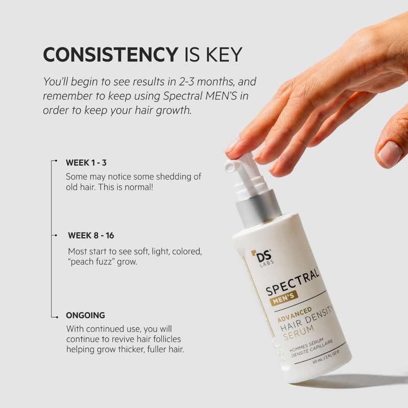 DS Labs Spectral Men's Hair Density Serum - Lightweight Leave-In for Thicker, Fuller Hair | Fast Absorbing, Non-Greasy, 60mL