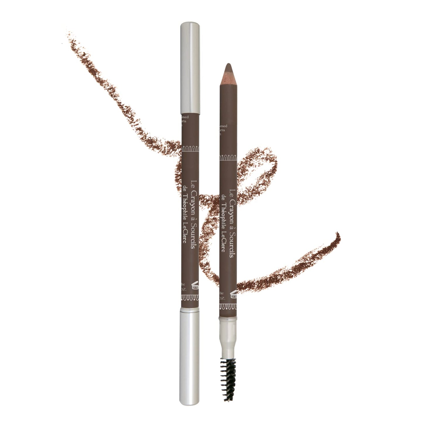 T. Leclerc Eyebrow Pencil with Brush - Professional Brow Pen Brow Enhancing Eyeliner Precise Fine Tip Shapes, Defines, Fills, Create Natural Fluffy Brows Spoolie Smokey Eyes Long Lasting (Chatain)