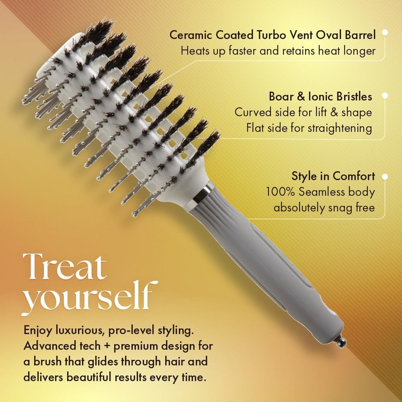 Olivia Garden Turbo Vent Oval Twin & 100% Boar Hair Brush CIOVL-TWINLG (Twin Large)