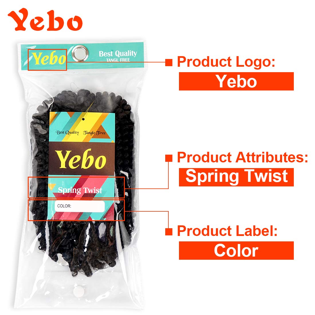 Yebo 30 Strands Spring Twist Hair 4 Packs Spring Twist Crochet Braiding hair 8 Inches Ombre Colors Synthetic Hair Extensions 30 Strands/Pack, 110g/Pack(1B,8Inch)
