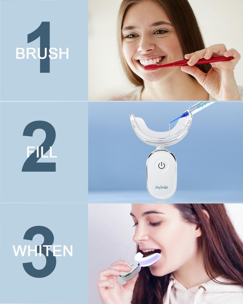 MySmile Teeth Whitening Strips Kit - 14 Treatments with LED Light | Fast, Non-Sensitive Teeth Whitener for Deep Stains