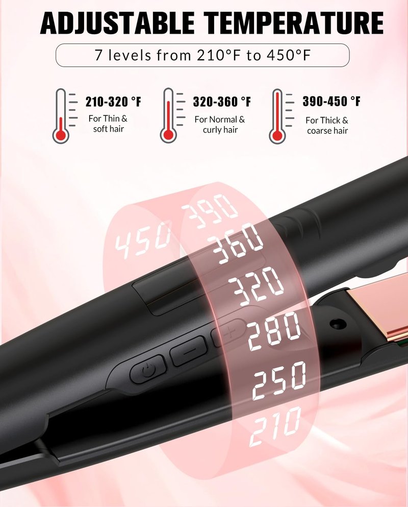 Soffiya Flat Iron Hair Straightener, Ceramic Hair Straightener and Curler 2 in 1, Rapid 30-Second Heat-Up Hair Straightening Iron with Floating Plates for Less Frizz, Shinier & Smoother Hair