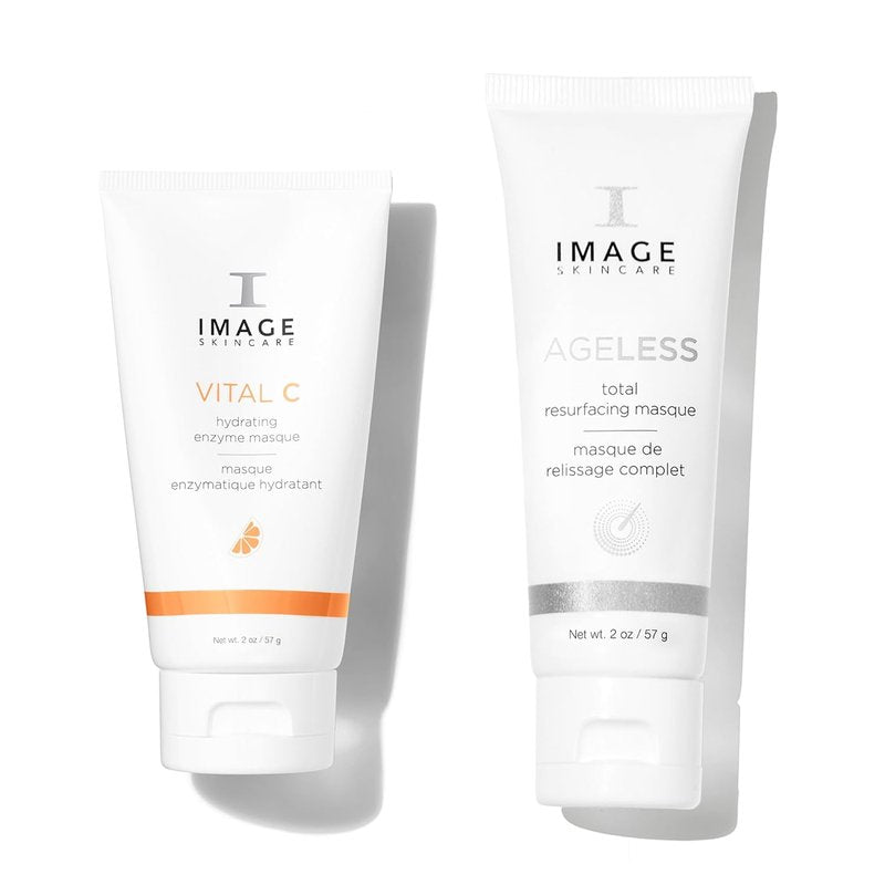 IMAGE Skincare Facial Fix Power Duo - VITAL C Hydrating Enzyme Masque & AGELESS Total Resurfacing Masque for Smoother, Brighter Skin