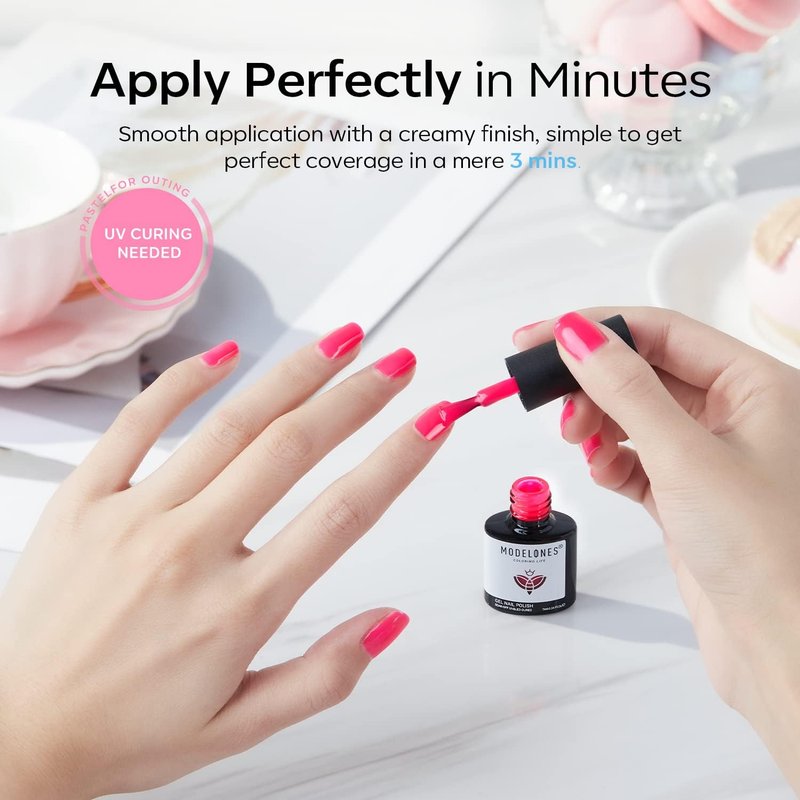 modelones Color Changing Gel Nail Polish Set 6 Colors, Sheer Pink Glitter Temperature Mood Changing Blue Green Orange Gel Polish Soak Off Nail Art Design Kit Manicure Salon DIY Gift