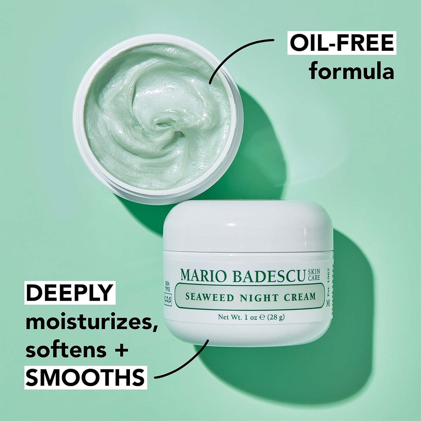Mario Badescu Seaweed Night Cream & Vitamin C Serum Bundle, Hydrating Night Cream + Brightening Serum for Radiant, Youthful Skin, 2-Piece Skincare Set for Moisture, Firmness, and an Even Complexion