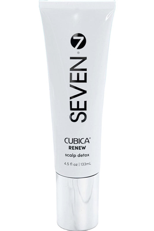 SEVEN Haircare CUBICA RENEW Scalp Detox Haircare Exfoliator Pre-Shampoo Deep Conditioning Hair Mask Treatment for Dry Damaged Hair with Eucalyptus, Charcoal, Kaolin & Papaya, Made in USA, 4.5 oz