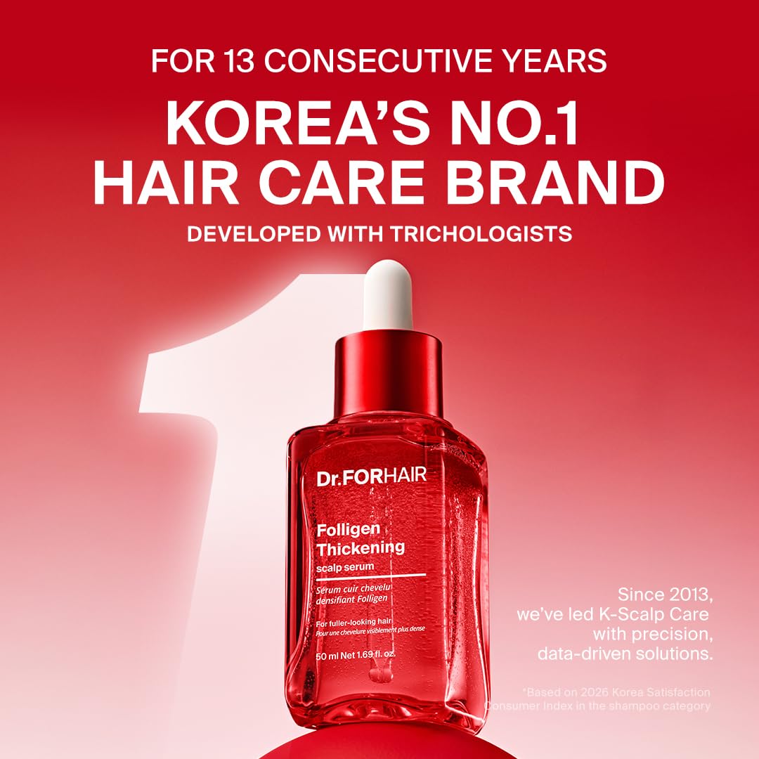 Dr.FORHAIR Folligen Thickening Scalp Serum 1.7 oz | Biotin Density Serum for Thicker, Fuller-Looking Hair | Peptide Scalp Treatment | Korean Haircare