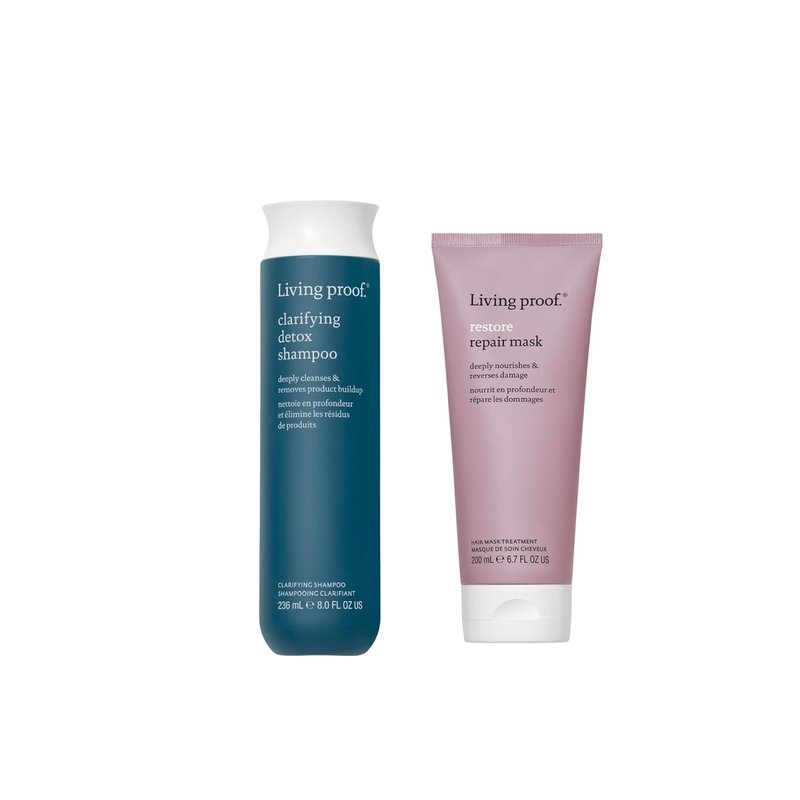 Living Proof Clarifying Detox Shampoo & Restore Repair Mask | Hair Reset Duo for Healthy Locks