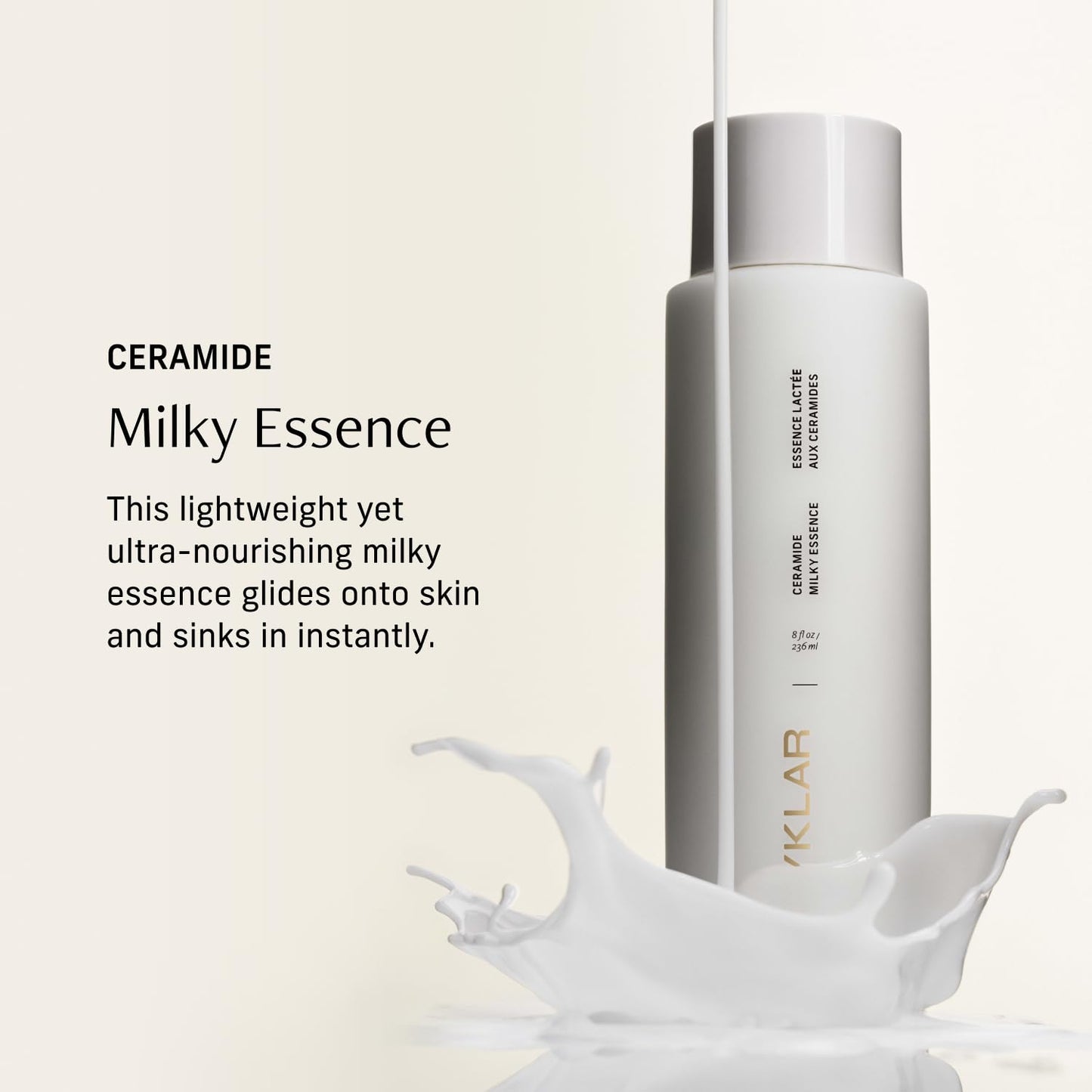 CYKLAR Ceramide Milky Essence – Unscented Body Lotion for Dry, Sensitive Skin – Lightweight Hydrating Ceramide Moisturizer for Skin Barrier with Polyglutamic Acid & Hydroxyethyl Urea - 8 fl oz