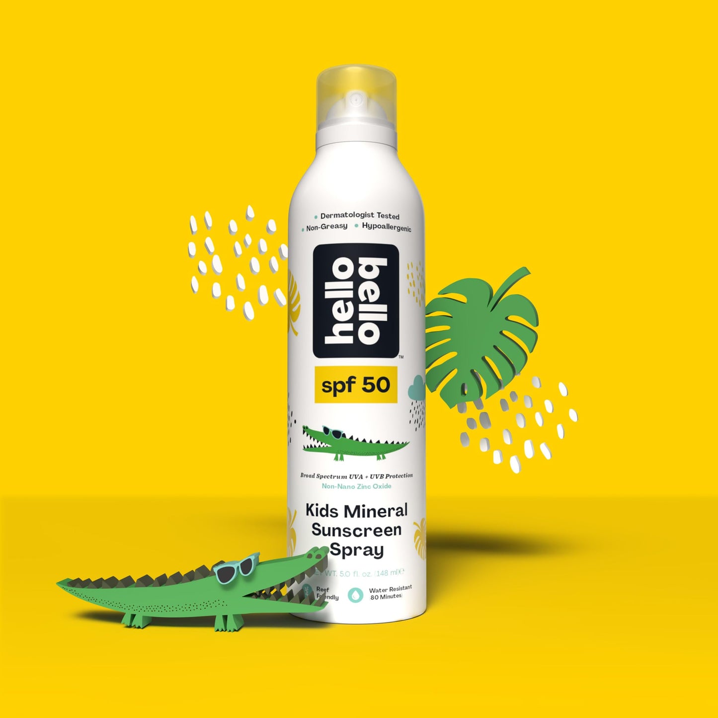 Hello Bello SPF 50 Mineral Sunscreen Spray - Hypoallergenic Broad Spectrum UVA + UVB Protection - Reef Friendly & Water Resistant - 5 oz (Pack of 2)