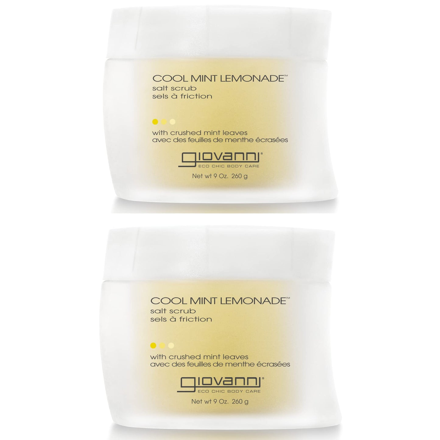 GIOVANNI Cool Mint Lemonade Salt Scrub - Salt Based Body Scrub, Gentle Body Exfoliant With Crushed Mint Leaves, Essential Oils, Aloe, Invigorating & Energizing Mint & Lemon Body Scrub - 9 Oz (2 Pack)