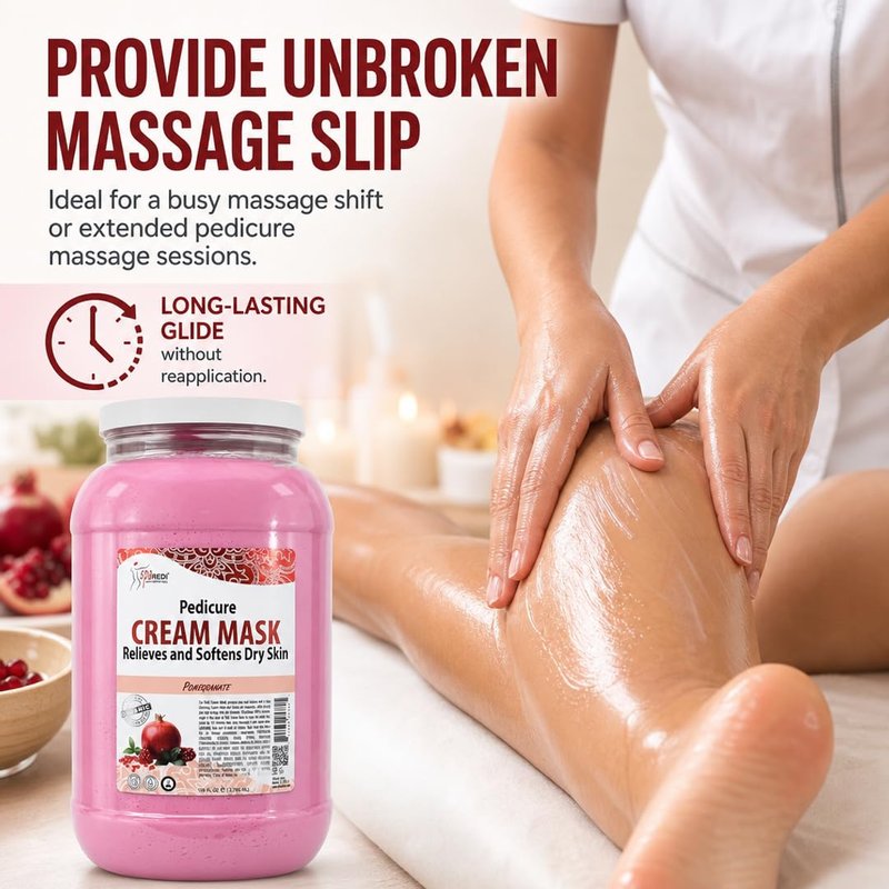 SPA REDI - Body and Foot Cream Mask, Pomegranate, 128 Oz - Pedicure Massage for Tired Feet and Body, Hydrating, Fresh Skin - Infused with Hyaluronic Acid, Amino Acids, Panthenol, Comfrey Extract