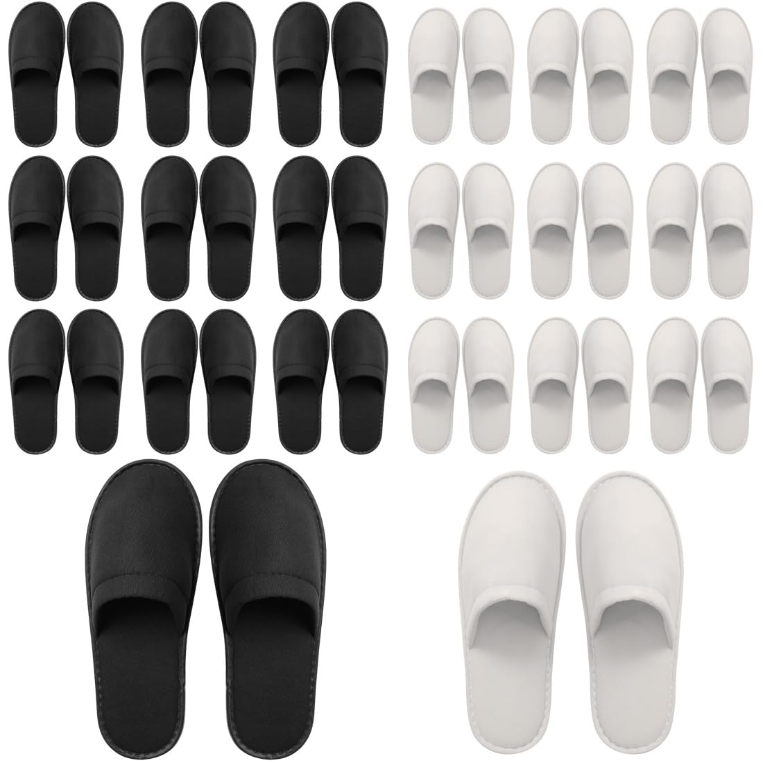Yeios 20 Pairs Disposable Slippers for Guests Hotel Slippers Non-slip Washable Bulk for Spa House Travel for Adult for Men and Women Light Gray and Black