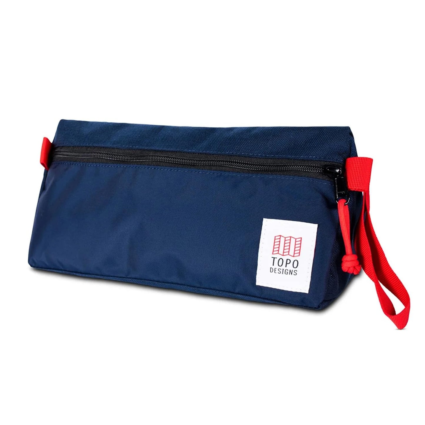 Topo Designs Dopp Kit - Travel Bag for Personal Care Essentials, Self Standing Triangular Shape, Fully Lined for Easy Cleaning, Recycled Nylon (Navy)
