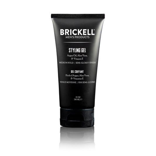Brickell Men's Hair Styling Hair Gel For Men, All Day Hold for Glossy Style, With Argan Oil, Rosemary, and Peppermint Essential Oil, Scented, 2 Ounce