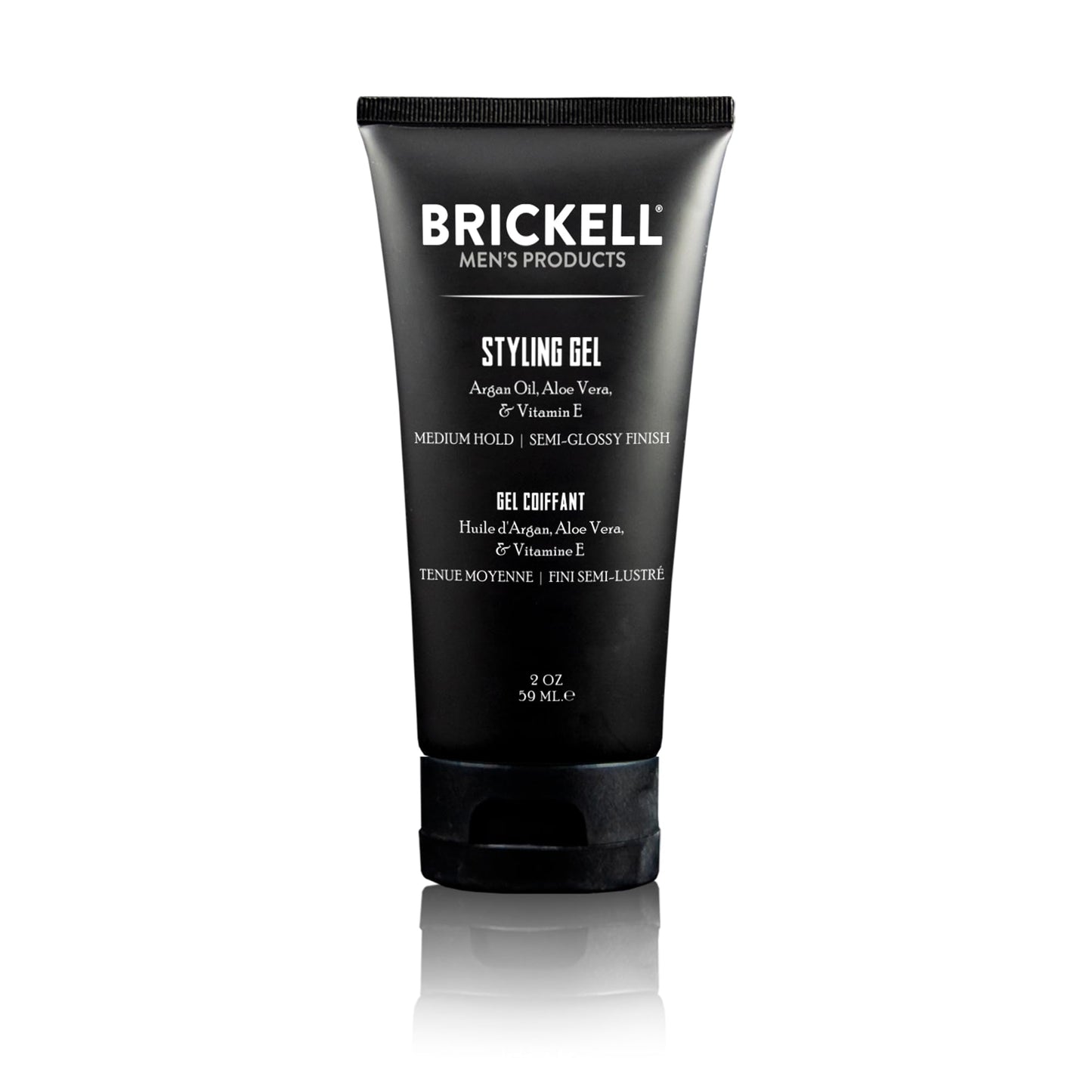 Brickell Men's Styling Hair Gel, Natural and Organic, All Day Hold for Glossy Style, 2 ounce, Naturally Scented