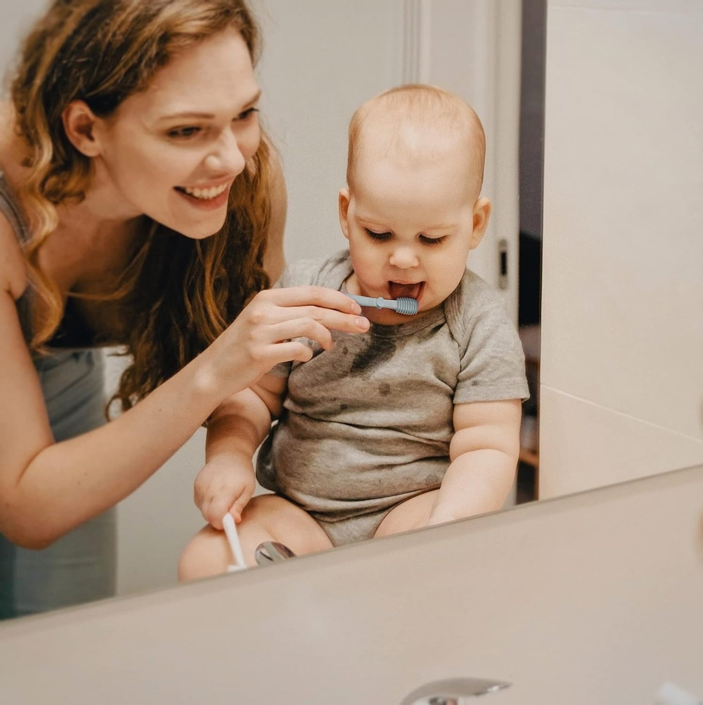 Baby Finger Toothbrush Kit - Moonkie Tongue Oral Cleaner for 3 Months+ | 3 Pcs in Blush/Pale Mauve
