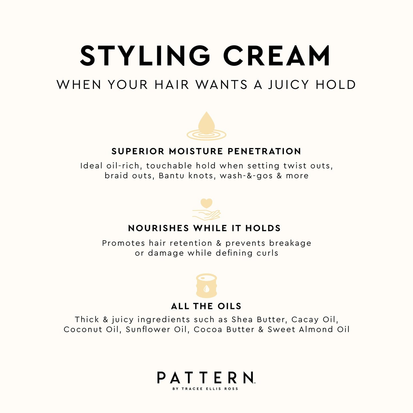 PATTERN Beauty by Tracee Ellis Ross Styling Cream 15 fl oz - Hold & Definition for Curly Hair 3b-4c
