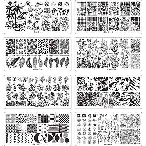 VNC 21 Pcs Nail Stamp Plates Set 16 Plate 2Stamper and 2 Scraper 1storage Bag Nails Art Stamping Plate Scraper Stamper Set Leaves Flowers Animal Nail Plate Template Image Plate Set