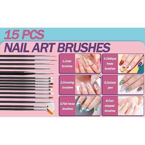 Artdone 35pcs Nail Art Pens brushes,Nail Art Tool Set,Nail Dotting Tools,Nail Dust Brush,Striping Nail Art Brushes for Long Lines,Nail Drawing Pen For Nail Design