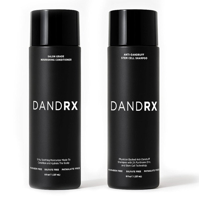 DANDRX Anti-Dandruff Shampoo and Conditioner with 2% Pyrithione Zinc & Stem Cells, Extra Strength for Flaky, Itchy, Oily & Dry Scalp Treatment, Fragrance Free, Color Safe, Sulfate Free