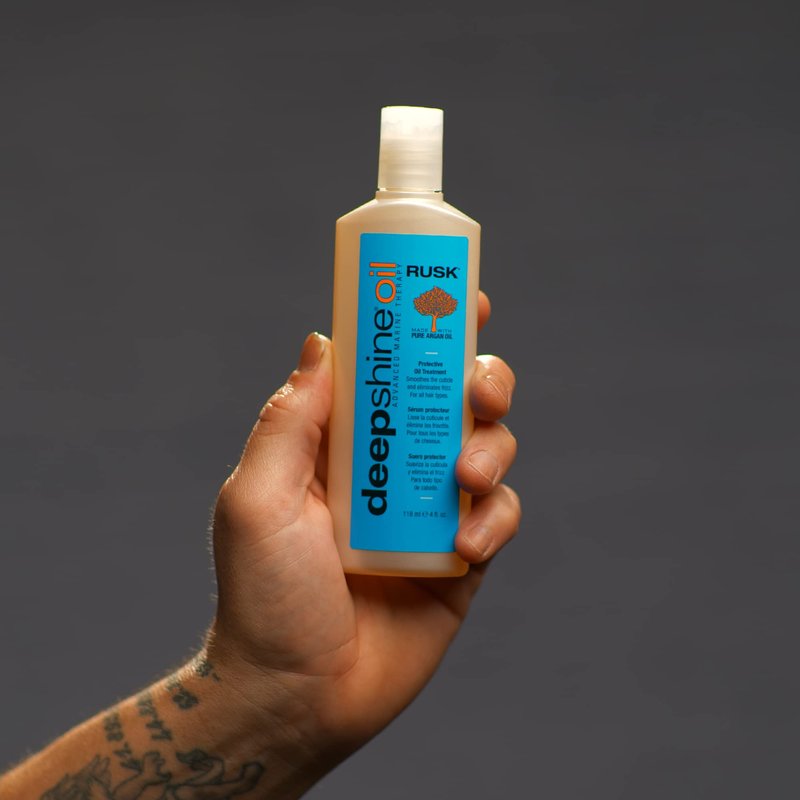 RUSK Deepshine Oil Protective Treatment, Pure Argan Oil, Improves Elasticity, and Leaves Hair with No-Frizz, Soft, Silky, and Manageable, 4 fl. oz.